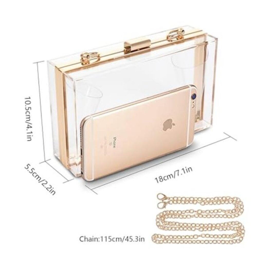 COMPLETELY CLEAR Transparent Clutch Purse Women's Novelty Hand Bag - Picture 4 of 6